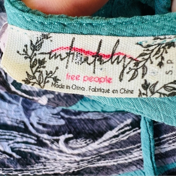 Intimately Free People Symphony Jade Printed Bell Sleeve Slip Dress Sz M - Picture 9 of 9